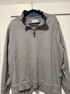 Southern Tide Gray Quarter-Zip Pullover with Blue Accents